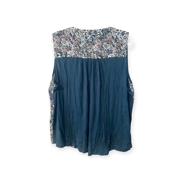 Loft Floral Print Split V Neck Sleeveless Blouse, XL - Picture 3 of 6